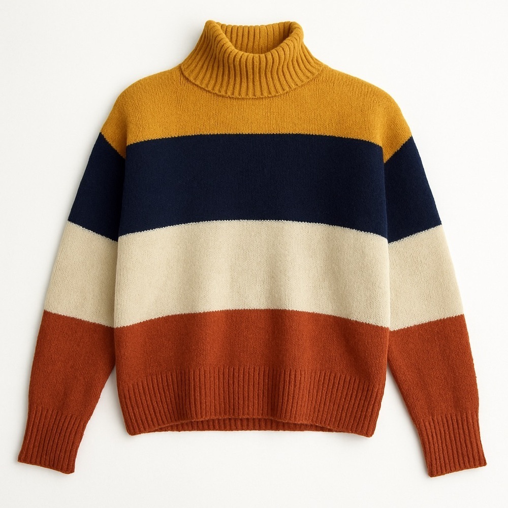 Dress Barn Striped Mockneck Sweater Preppy Cozy